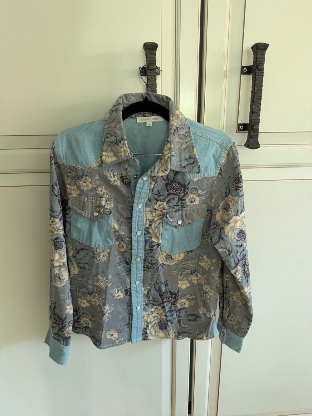 Anthropologie Love The Label Floral Chambray Western Button-Down Shirt (121) - Picture 3 of 7
